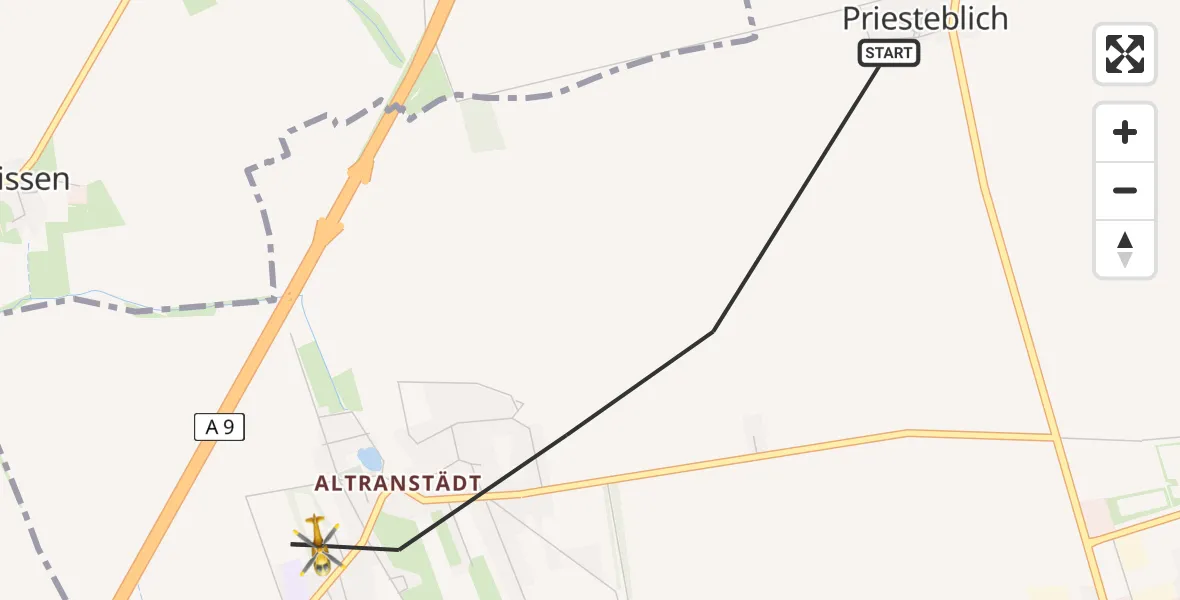 Flugroute Rettungshubschrauber Markranstädt - Markranstädt, 02 August 2026, 17:29