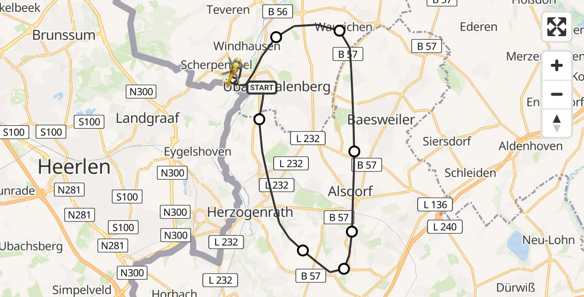 Flugroute Rettungshubschrauber Übach-Palenberg - Übach-Palenberg, 02 August 2026, 17:43
