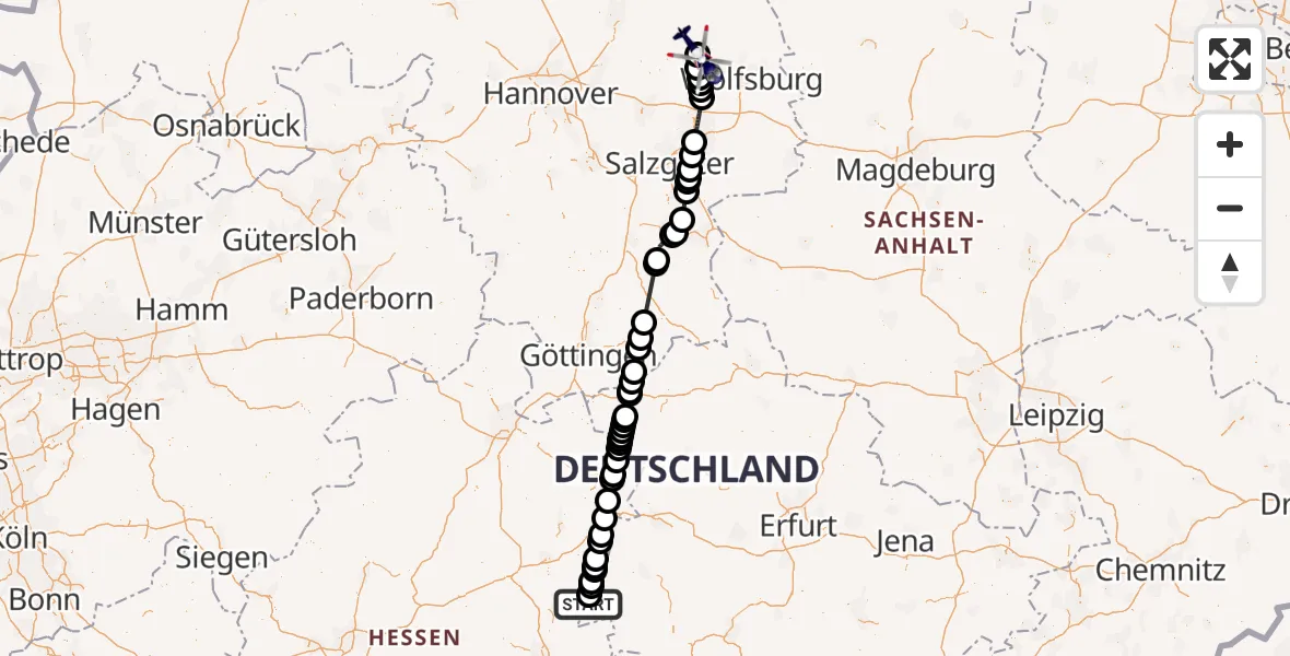 Flugroute Polizeihubschrauber Rasdorf - Gifhorn Bundespolizei Hubschrauberlandeplatz, 02 August 2026, 17:59