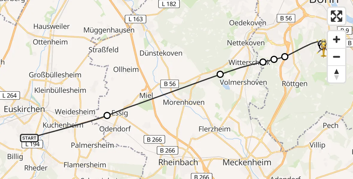 Flugroute Ambulanzhubschrauber Euskirchen - Bonn University Hospital, 02 August 2026, 19:32
