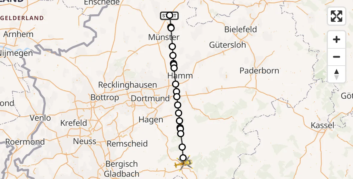 Flugroute Ambulanzhubschrauber Christoph  Westfalen-ADAC - Olpe, 02 August 2026, 19:51