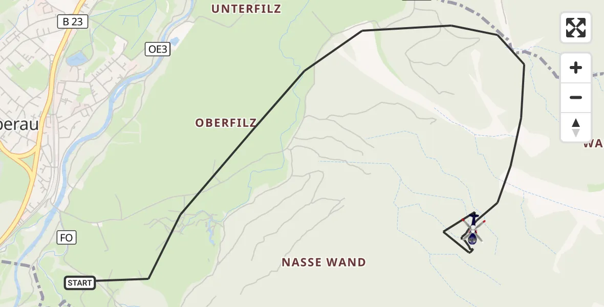 Flugroute Polizeihubschrauber Oberau - Oberau, 03 August 2026, 05:40