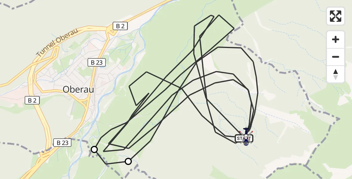 Flugroute Polizeihubschrauber Oberau - Oberau, 03 August 2026, 05:51