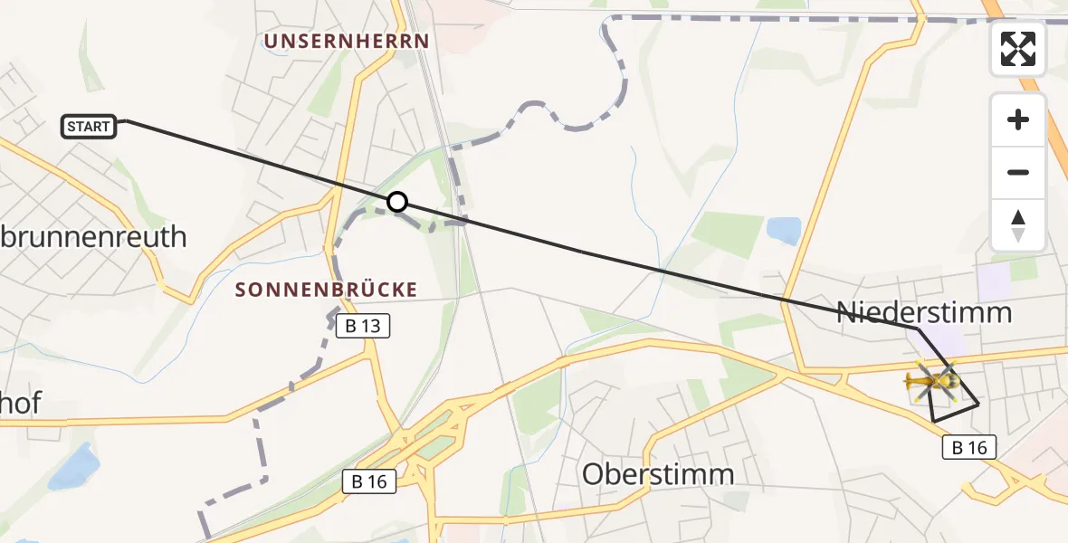 Flugroute Rettungshubschrauber Ingolstadt - Manching, 03 August 2026, 06:32