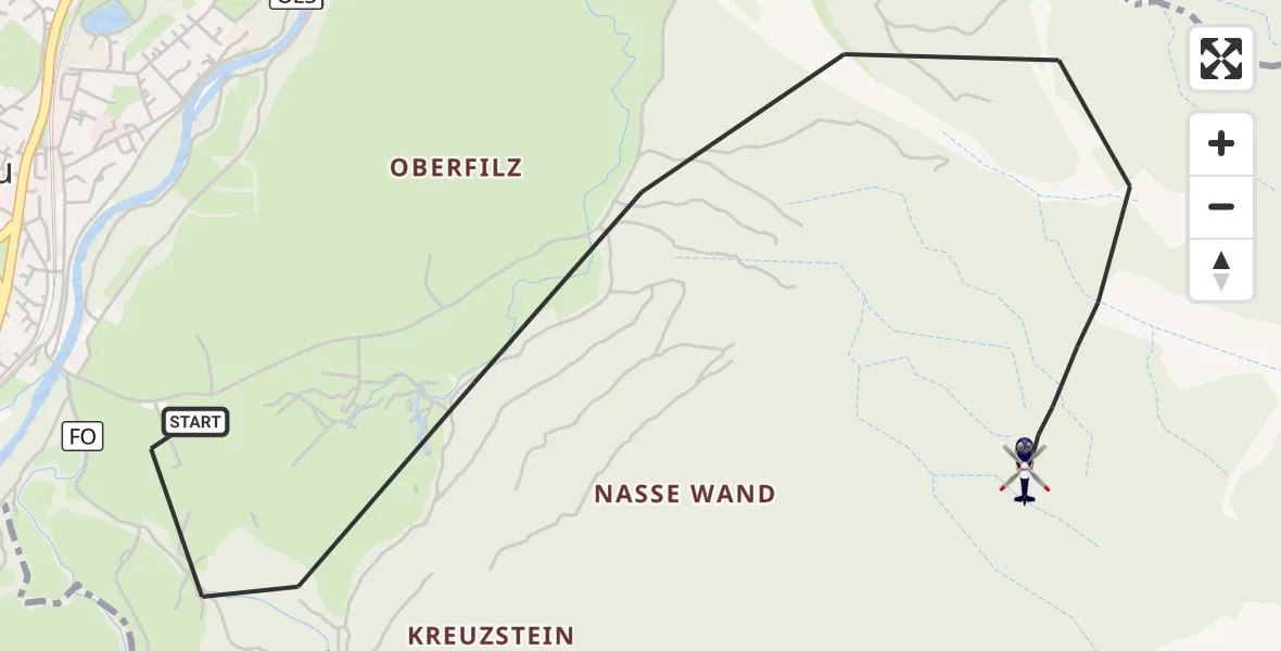 Flugroute Polizeihubschrauber Oberau - Oberau, 03 August 2026, 06:33