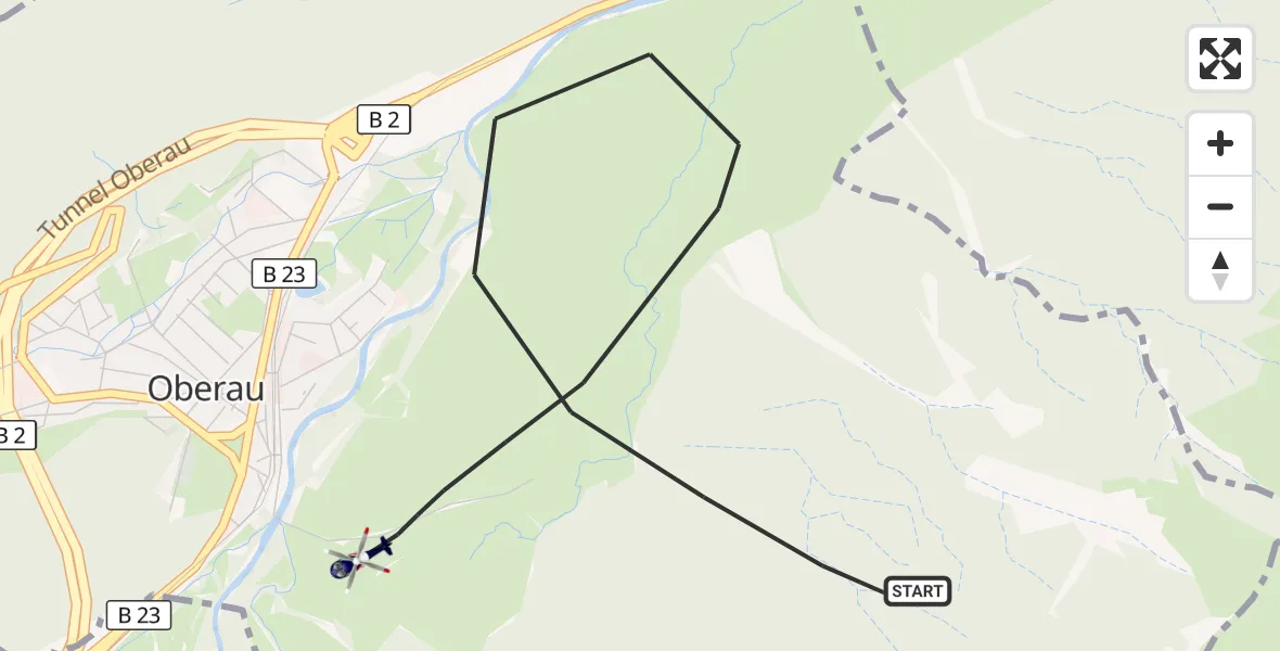 Flugroute Polizeihubschrauber Oberau - Oberau, 03 August 2026, 06:39
