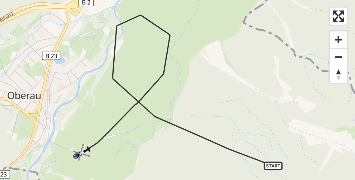 Flugroute Polizeihubschrauber Oberau - Oberau, 03 August 2026, 06:52