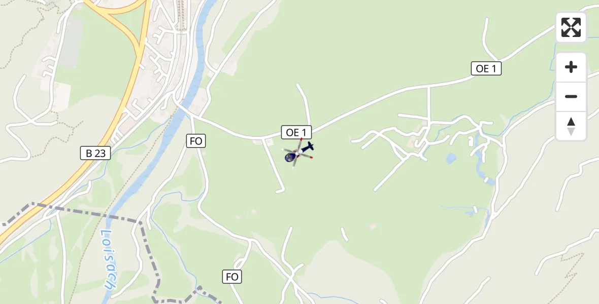 Flugroute Polizeihubschrauber Oberau - Oberau, 03 August 2026, 06:58