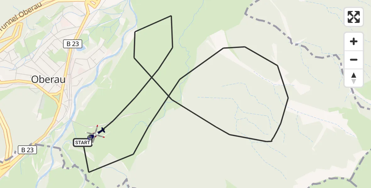 Flugroute Polizeihubschrauber Oberau - Oberau, 03 August 2026, 07:01