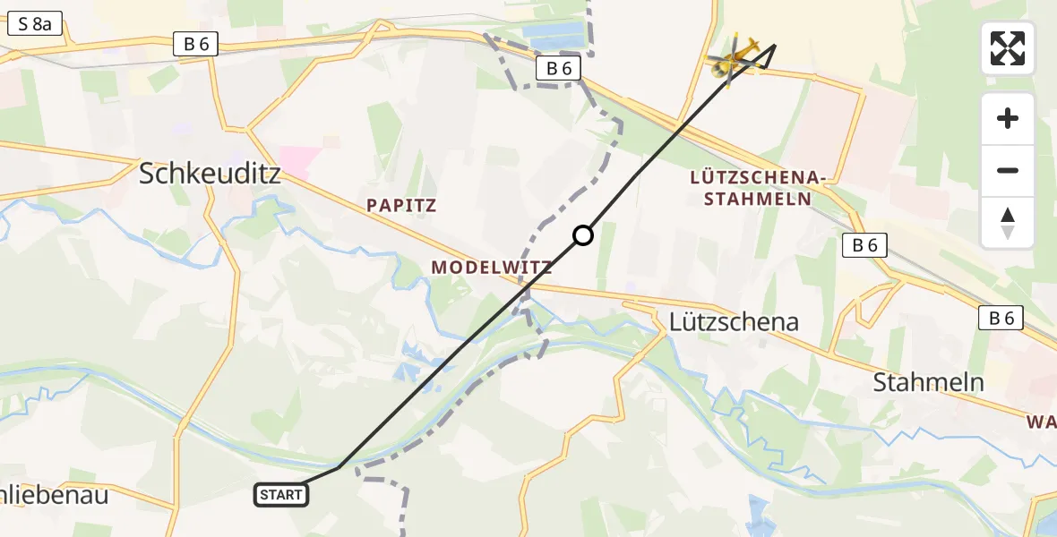 Flugroute Rettungshubschrauber Schkeuditz - Leipzig, 03 August 2026, 07:32