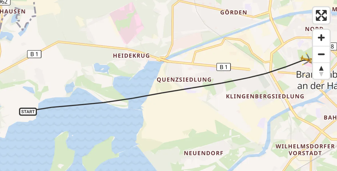 Flugroute Rettungshubschrauber Brandenburg an der Havel - Brandenburg an der Havel, 03 August 2026, 07:33