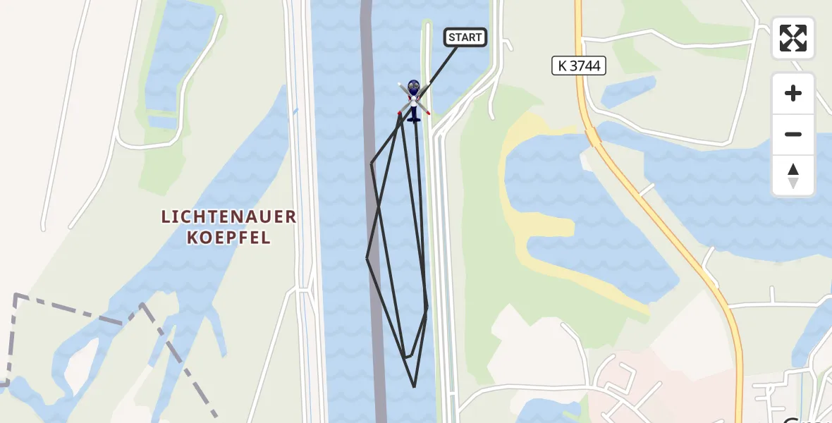 Flugroute Polizeihubschrauber Lichtenau - Lichtenau, 03 August 2026, 08:02