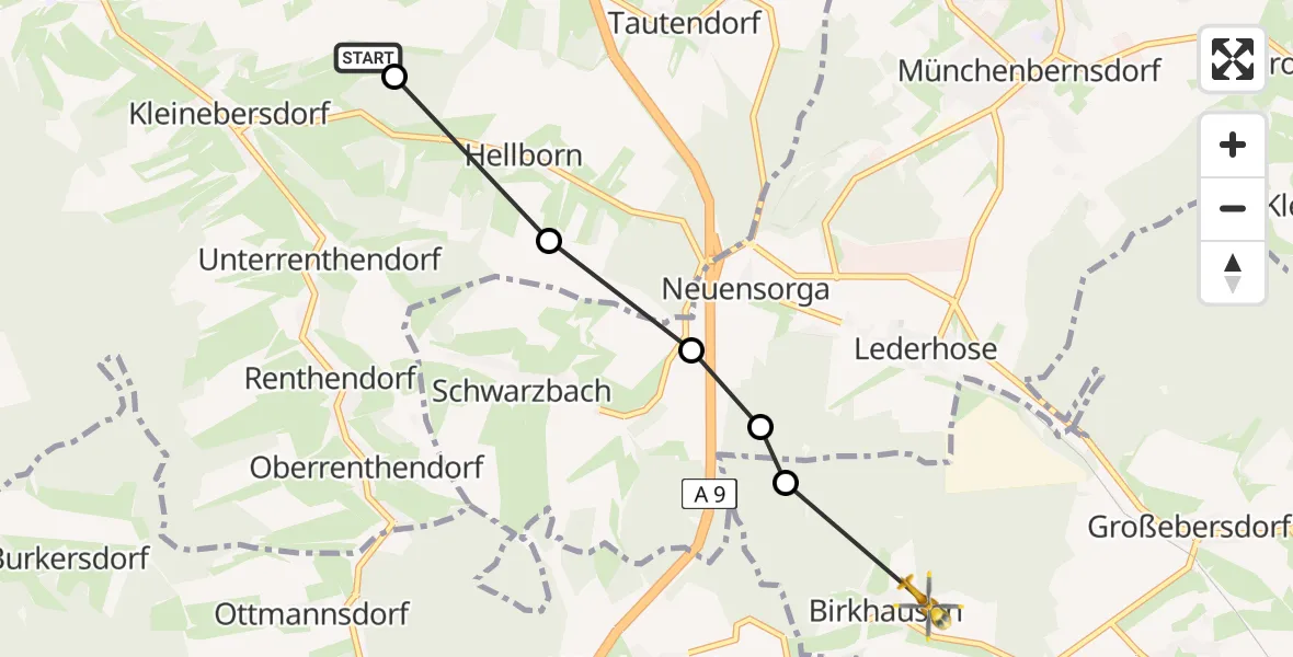 Flugroute Rettungshubschrauber Eineborn - Harth-Pöllnitz, 03 August 2026, 08:24