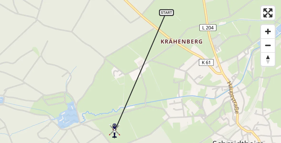 Flugroute Polizeihubschrauber Dahlem - Dahlem, 03 August 2026, 08:59