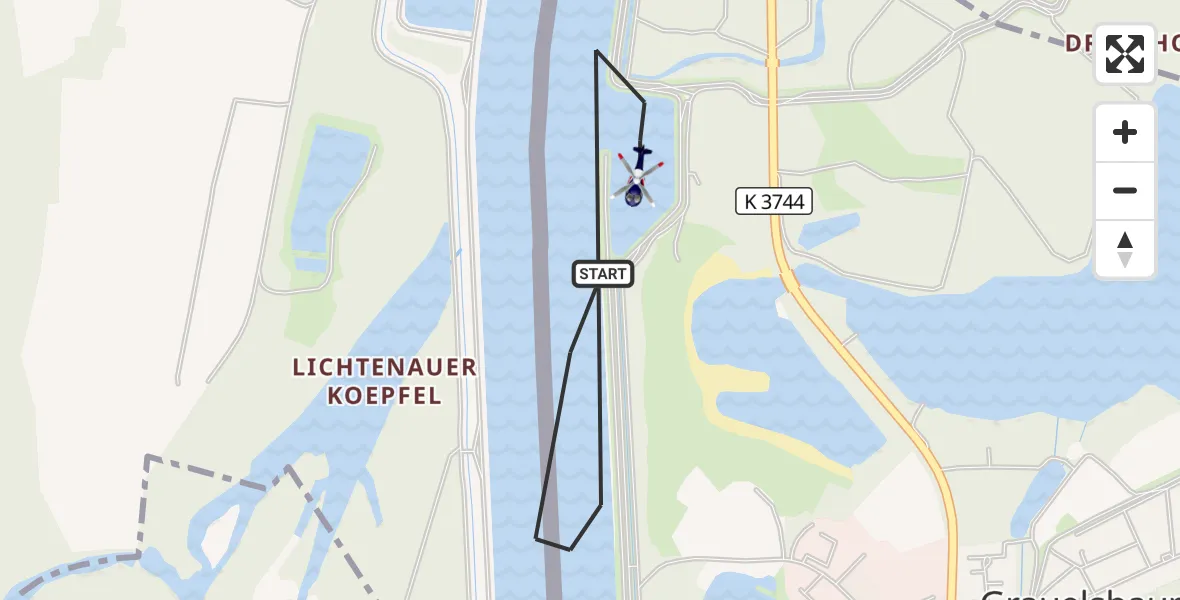 Flugroute Polizeihubschrauber Lichtenau - Lichtenau, 03 August 2026, 09:11