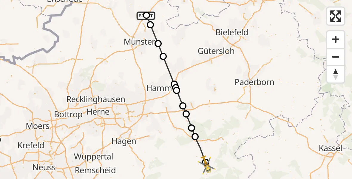 Flugroute Ambulanzhubschrauber Christoph  Westfalen-ADAC - Schmallenberg, 03 August 2026, 09:19