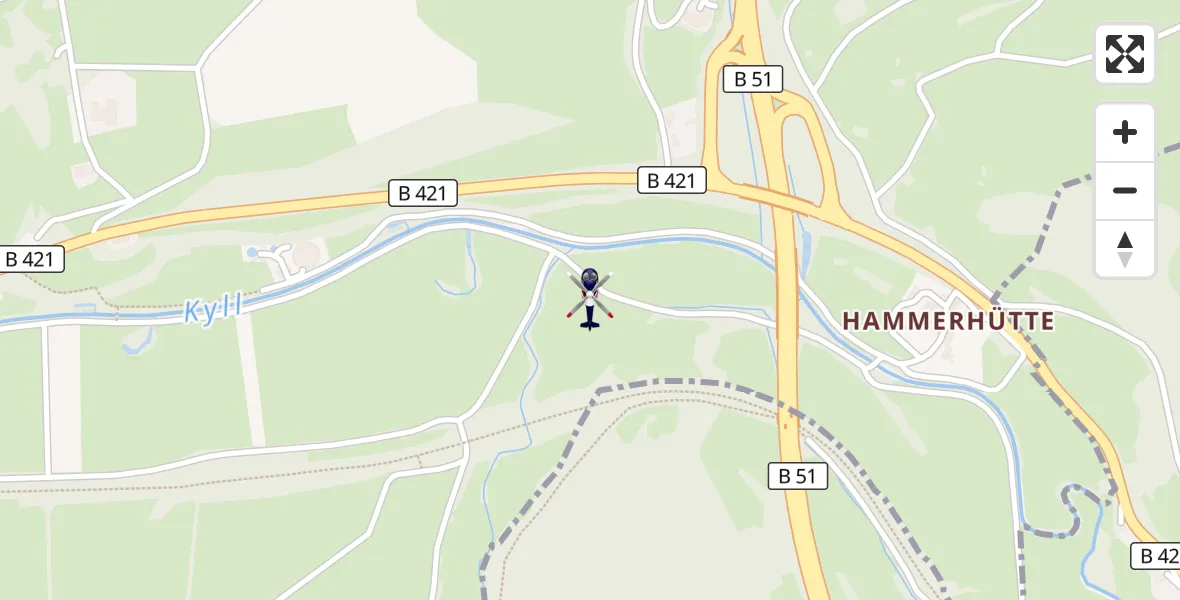 Flugroute Polizeihubschrauber Dahlem - Dahlem, 03 August 2026, 09:21