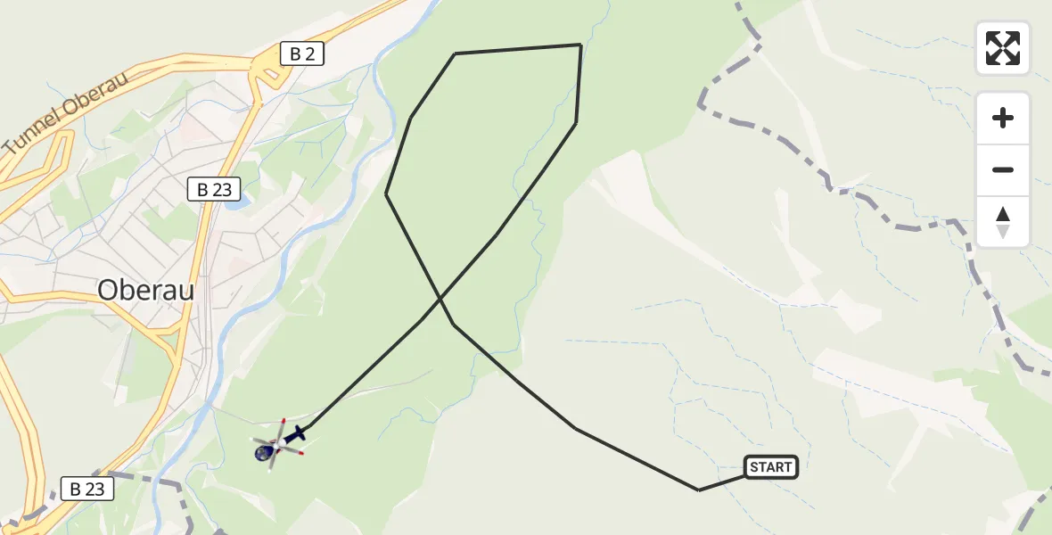 Flugroute Polizeihubschrauber Oberau - Oberau, 03 August 2026, 09:21