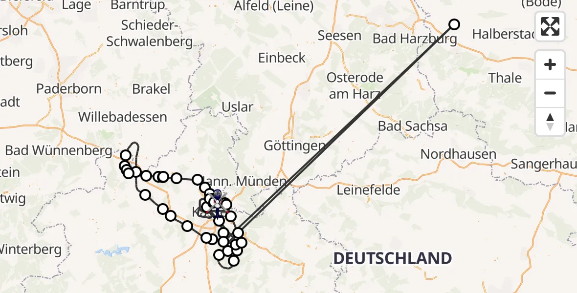 Flugroute Polizeihubschrauber Kassel - Kassel, 03 August 2026, 09:25