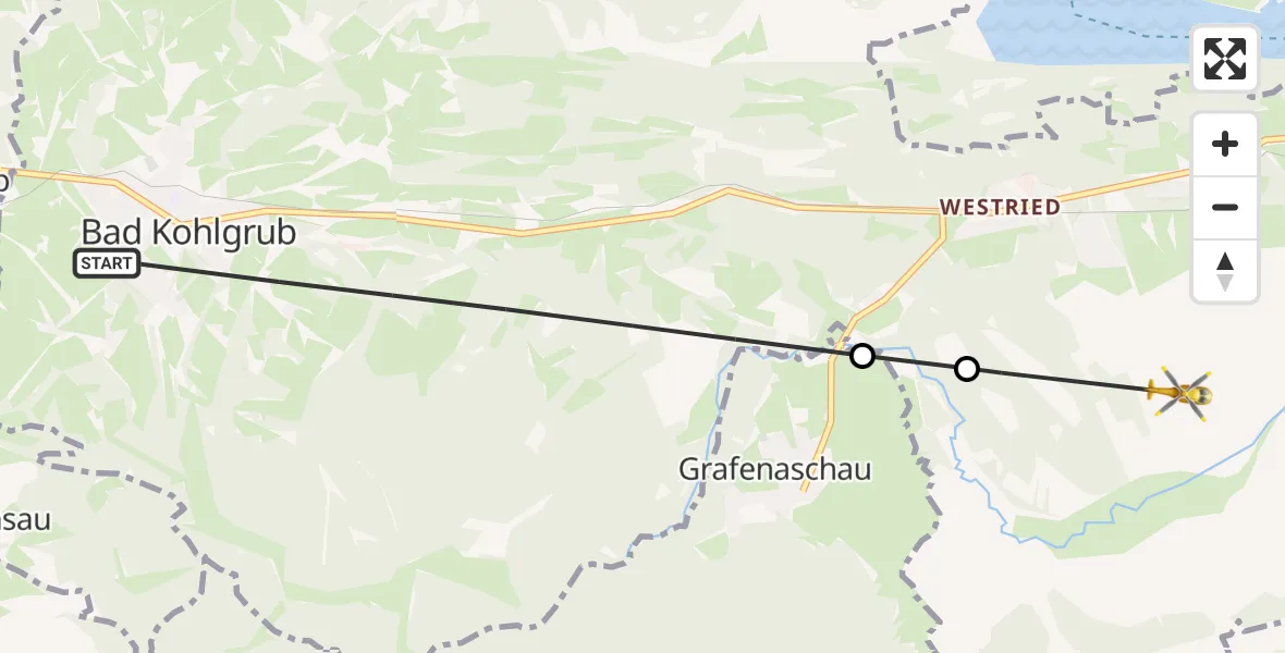 Flugroute Rettungshubschrauber Bad Kohlgrub - Murnau a.Staffelsee, 03 August 2026, 09:27