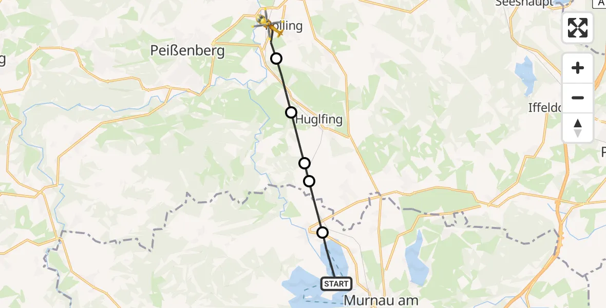 Flugroute Rettungshubschrauber Seehausen a.Staffelsee - Polling, 03 August 2026, 09:52