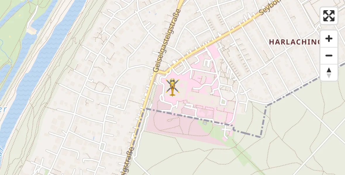 Flugroute Rettungshubschrauber ADAC Air Rescue Center Hubschrauberlandeplatz (Christoph 1) - ADAC Air Rescue Center Hubschrauberlandeplatz (Christoph 1), 03 August 2026, 10:04