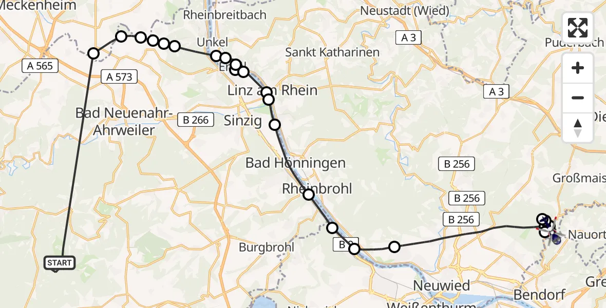 Flugroute Polizeihubschrauber Heckenbach - Isenburg, 03 August 2026, 10:13