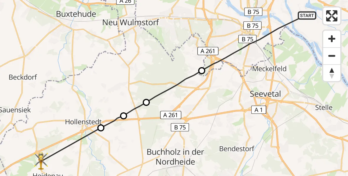 Flugroute Rettungshubschrauber Hamburg - Heidenau, 03 August 2026, 10:20