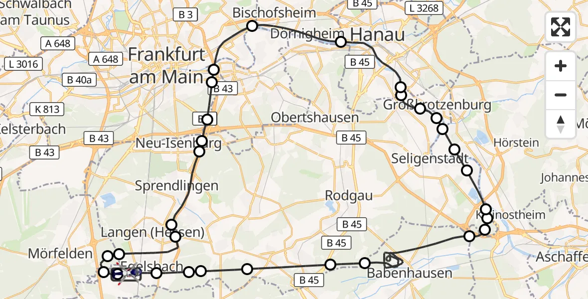 Flugroute Polizeihubschrauber Flughafen Frankfurt-Egelsbach - Flughafen Frankfurt-Egelsbach, 03 August 2026, 11:07