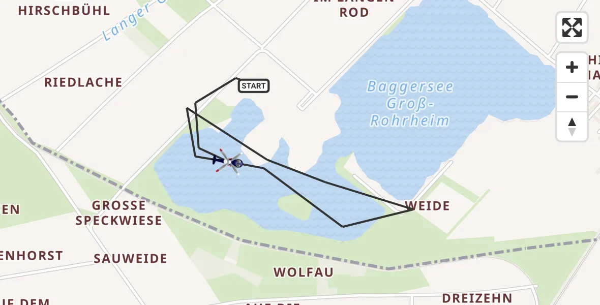 Flugroute Polizeihubschrauber Groß-Rohrheim - Groß-Rohrheim, 03 August 2026, 12:09