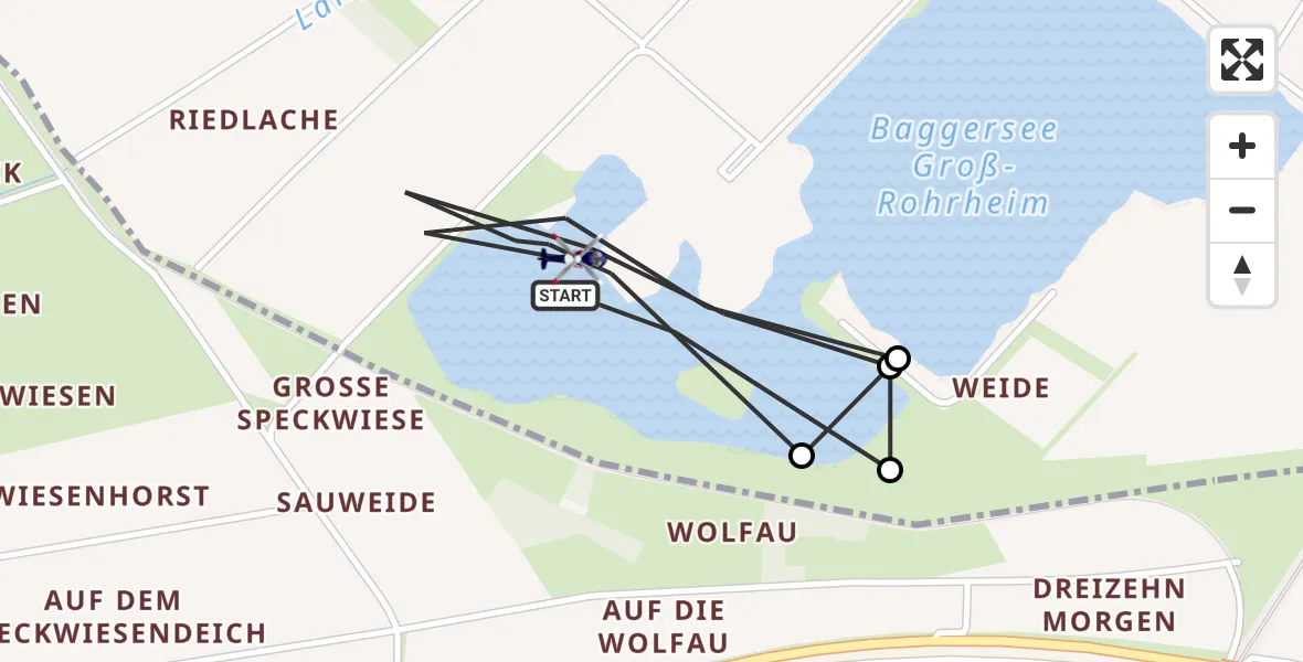 Flugroute Polizeihubschrauber Groß-Rohrheim - Groß-Rohrheim, 03 August 2026, 12:16