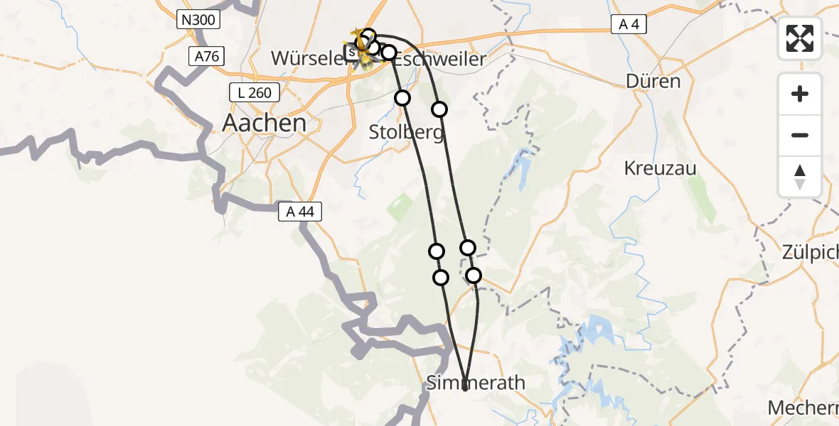 Flugroute Rettungshubschrauber Aachen-Merzbrück Flughafen - Aachen-Merzbrück Flughafen, 03 August 2026, 12:24