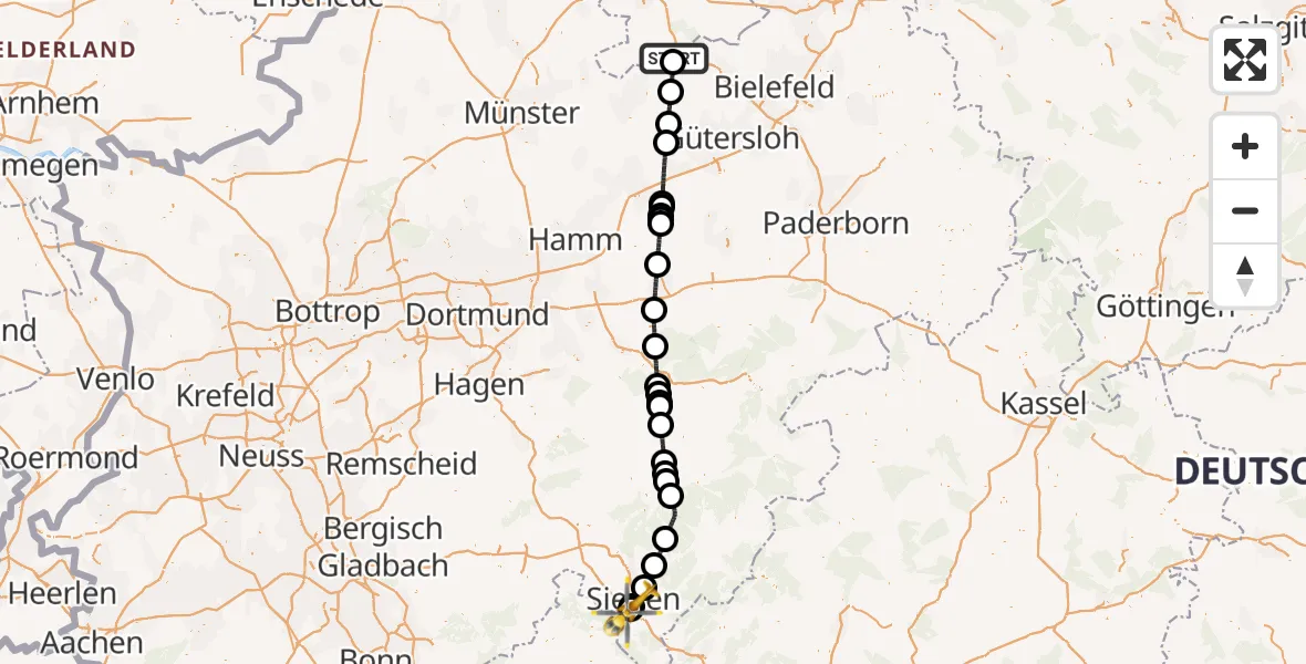 Flugroute Rettungshubschrauber Bad Rothenfelde - Evangelisches Jung-Stilling Hospital, 03 August 2026, 12:27
