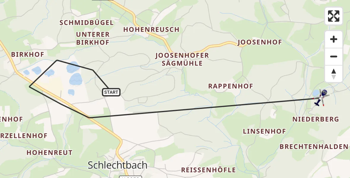 Flugroute Polizeihubschrauber Gschwend - Gschwend, 03 August 2026, 12:50
