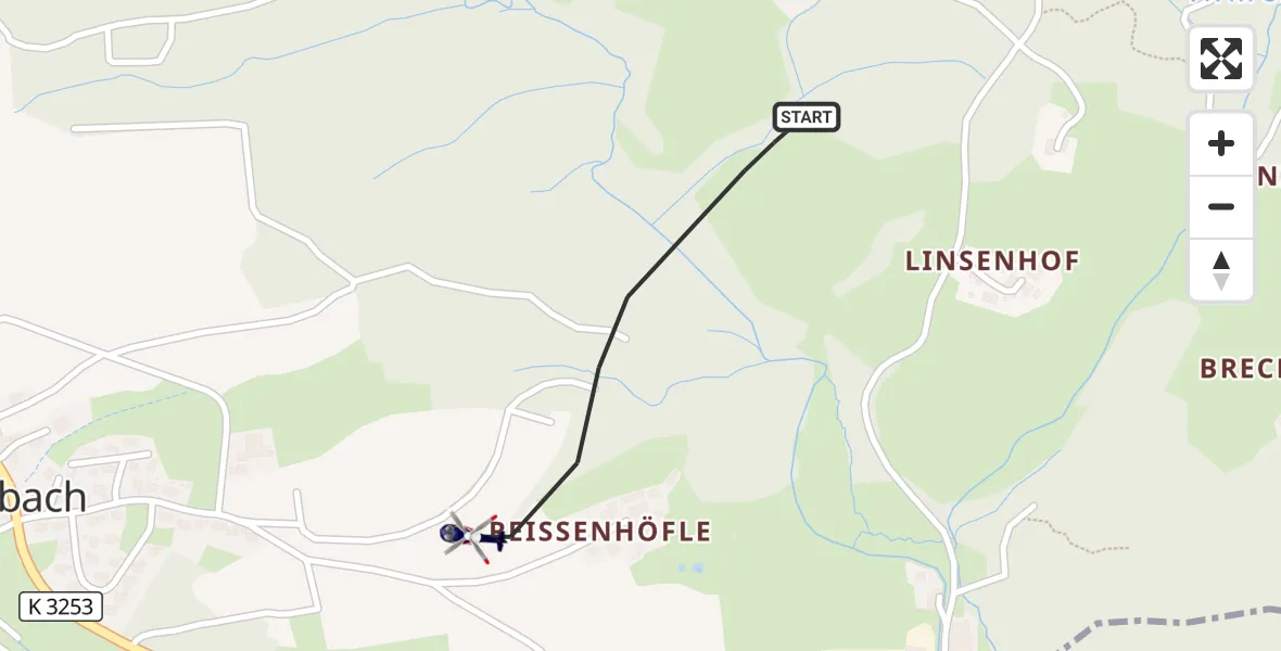 Flugroute Polizeihubschrauber Gschwend - Gschwend, 03 August 2026, 13:24