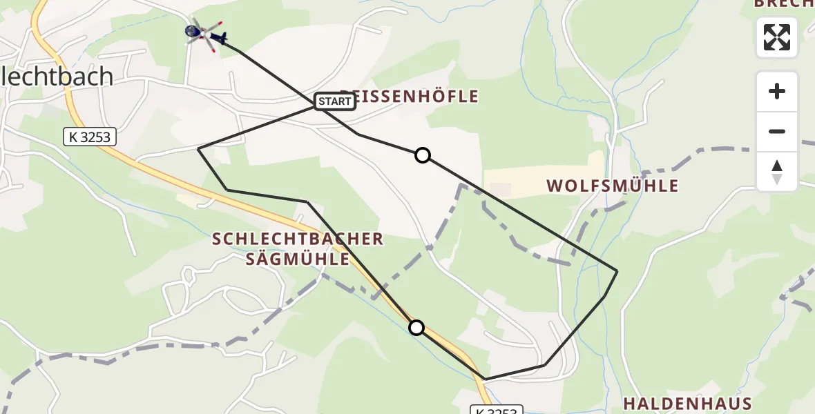 Flugroute Polizeihubschrauber Gschwend - Gschwend, 03 August 2026, 13:27