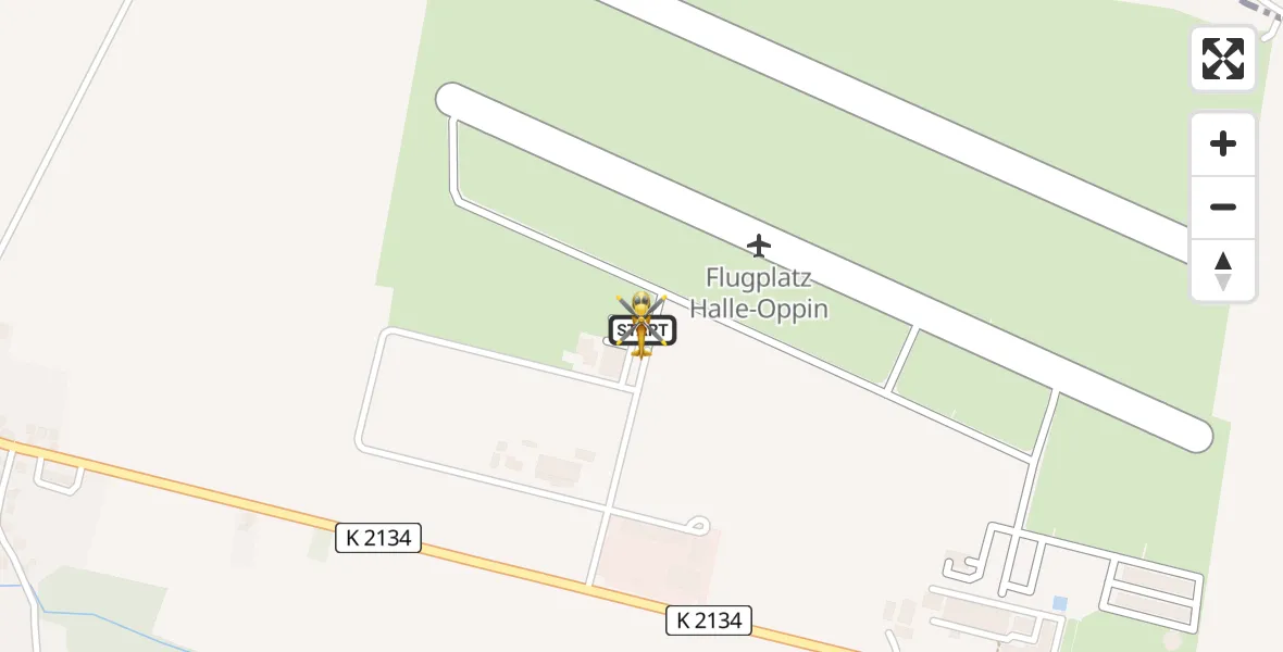 Flugroute Rettungshubschrauber Halle-Oppin Flugplatz - Halle-Oppin Flugplatz, 03 August 2026, 13:46
