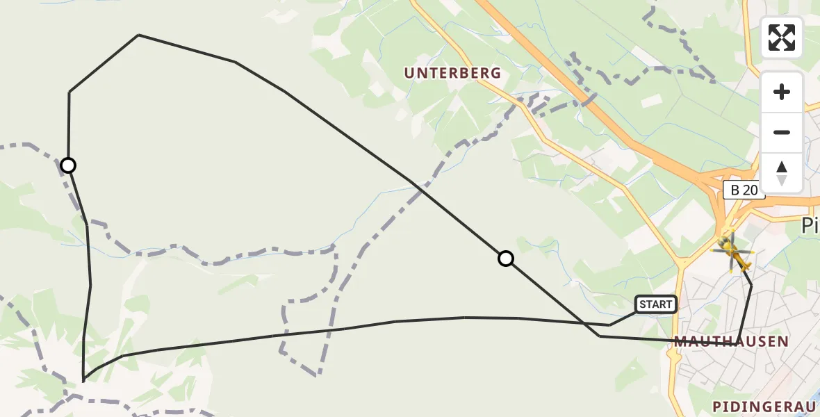 Flugroute Rettungshubschrauber Piding - Piding, 03 August 2026, 14:09