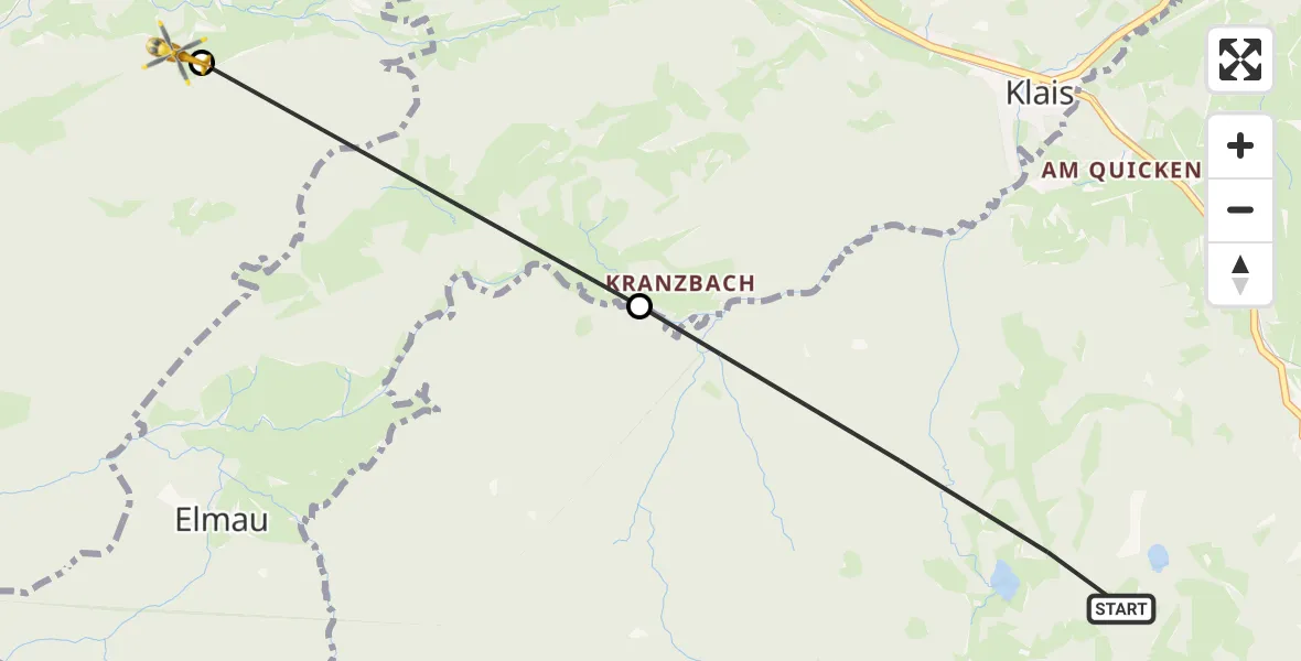 Flugroute Rettungshubschrauber Mittenwald - Garmisch-Partenkirchen, 03 August 2026, 14:23