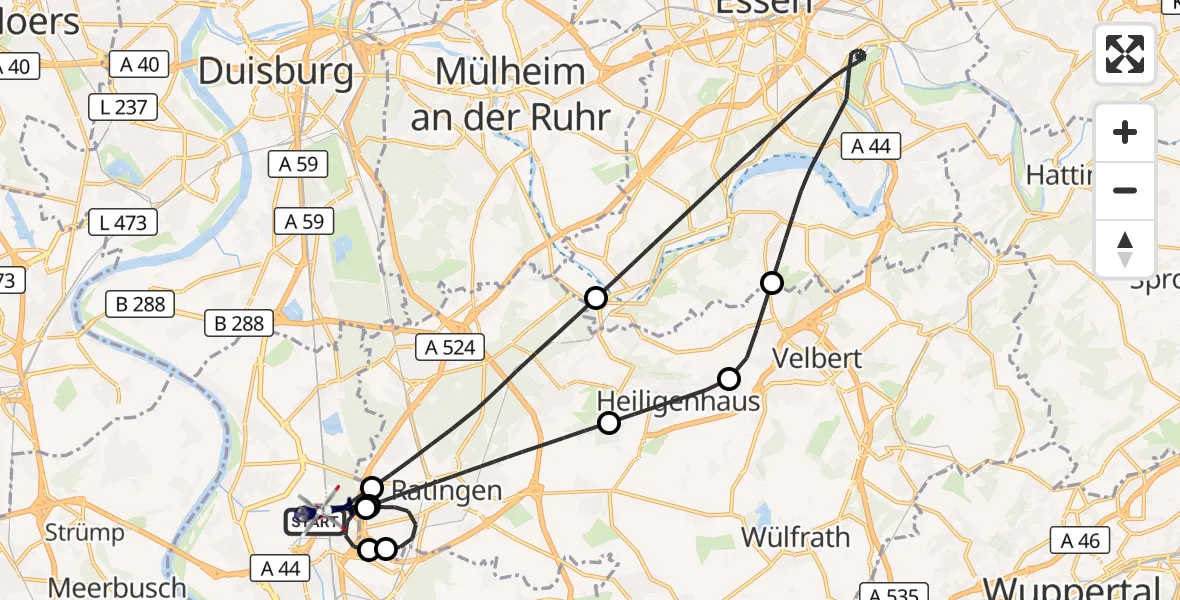 Flugroute Polizeihubschrauber Düsseldorf Flughafen - Düsseldorf Flughafen, 03 August 2026, 15:48