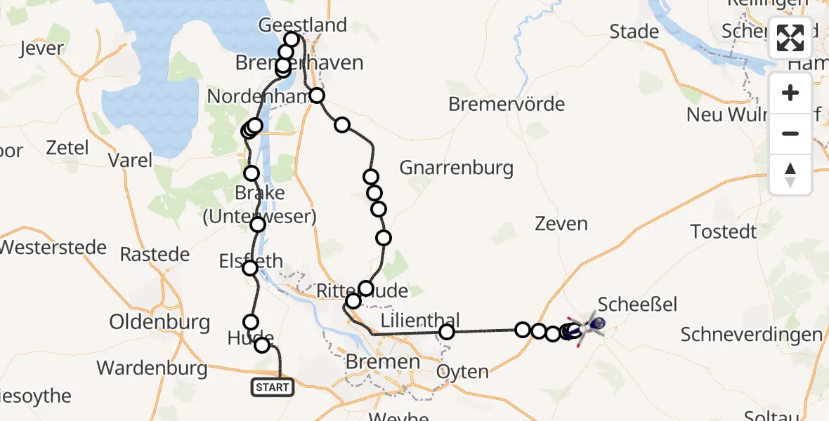 Flugroute Polizeihubschrauber Ganderkesee - Rotenburg (Wümme), 03 August 2026, 15:49