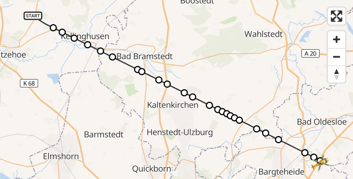 Flugroute Rettungshubschrauber Hohenlockstedt - Lasbek, 03 August 2026, 16:43