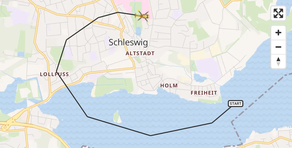 Flugroute Ambulanzhubschrauber Schleswig - Schleswig, 03 August 2026, 16:48