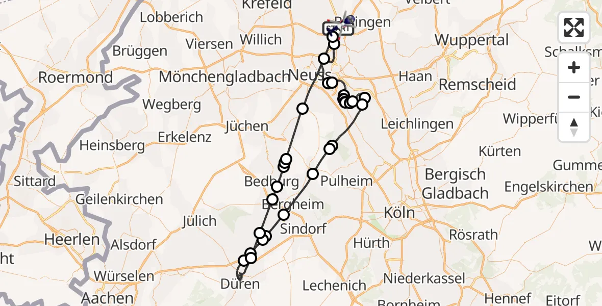 Flugroute Polizeihubschrauber Düsseldorf Flughafen - Düsseldorf Flughafen, 03 August 2026, 17:00
