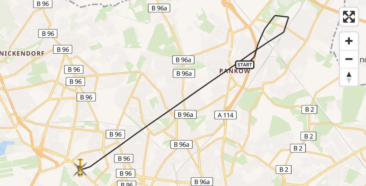 Flugroute Rettungshubschrauber Berlin - Berlin, 03 August 2026, 19:15