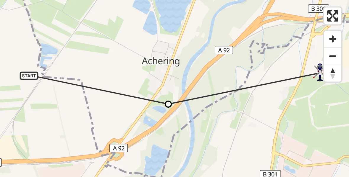 Flugroute Polizeihubschrauber Neufahrn b.Freising - Hallbergmoos, 04 August 2026, 00:29