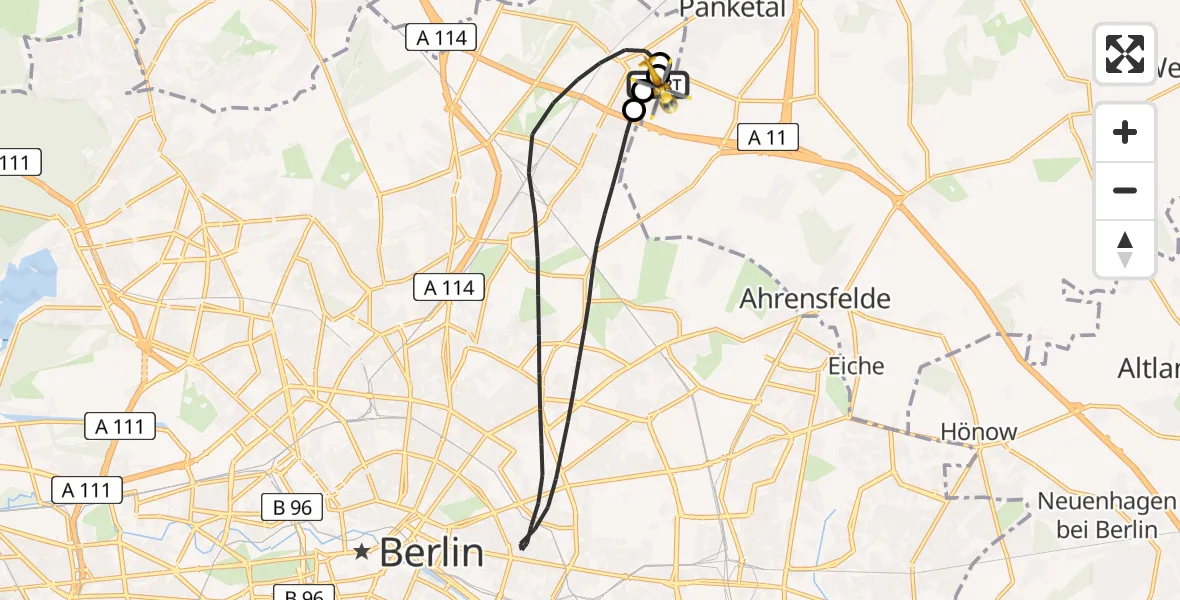 Flugroute Rettungshubschrauber Helios Clinic Berlin-Buch - Helios Clinic Berlin-Buch, 04 August 2026, 04:29