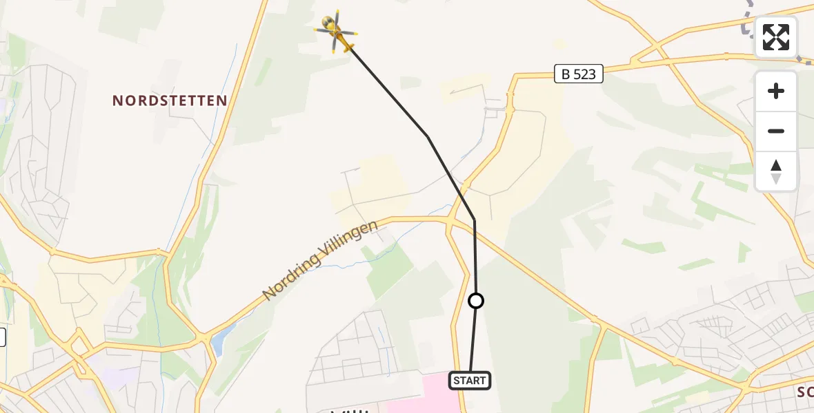 Flugroute Ambulanzhubschrauber DRF Air Rescue Station Villingen-Schwenningen Hubschrauberlandeplatz (Christoph 11) - Villingen-Schwenningen, 04 August 2026, 06:06