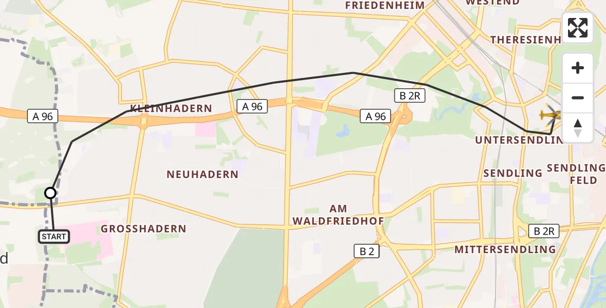 Flugroute Rettungshubschrauber DRF Air Rescue München Hubschrauberlandeplatz - München, 04 August 2026, 06:08