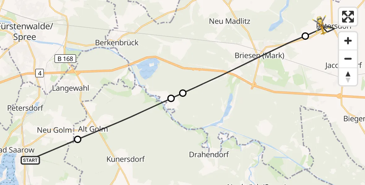 Flugroute Rettungshubschrauber Bad Saarow - Jacobsdorf, 04 August 2026, 06:32